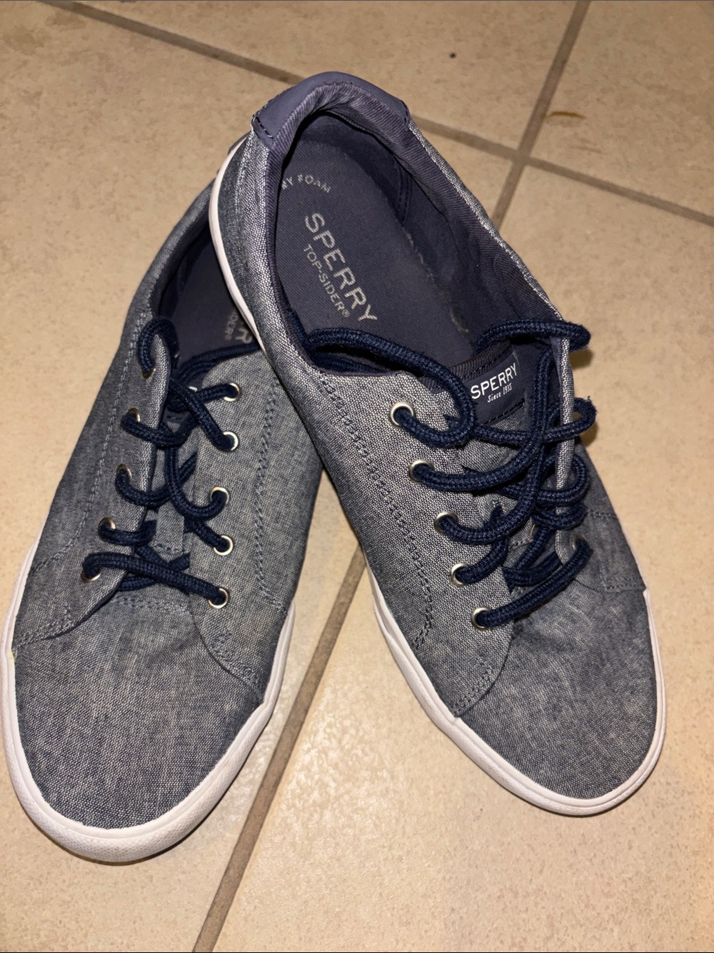 Sperry Navy Chambray Low-Top Sneakers